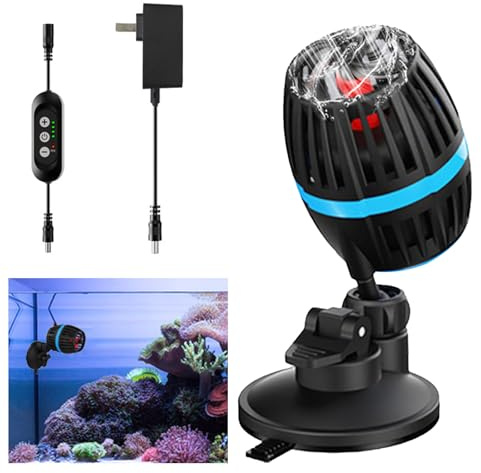 Pompe de circulation pour aquarium Wavemaker, DC 12V 20W Mini Wavemaker, 10000 L/H, pompe de circulation pour aquarium, 4 vitesses réglables, pour aquarium de 80 à 120 litres (fixation par ventouses)
