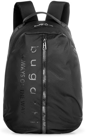 bugatti Letter's Rucksack 15 für Herren, Backpack aus Rip-Stop-Polyester in schwarz