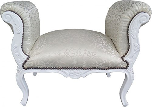 Casa Padrino Barock Schemel Hocker Creme Muster/Weiß - Sitzbank
