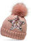 Caspar MU161 Damen Strick Winter Mütze mit Pailletten Stern und großem Fellbommel, Größe:One Size, Farbe:rosa