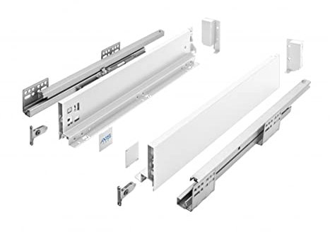 GTV Schubladensystem AXIS PRO I Schubkastengarnitur mit Vollauszug und integriete Dämpfung I Weiss I Belastbarkeit bis 40 kg I Soft-Close I Den freien Zugang I Breite: 500 mm I Höhe: 86 mm