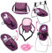 Bayer Design-63637AB seggiolino, Porta, Borsa, plastica stoviglie, Accessori Bambole, Colore Rosa, Viola con Unicorno, 48x35x63,5 cm, 63637AB