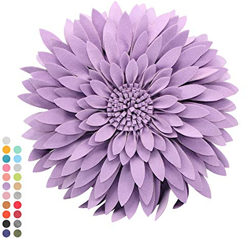 Blumen-Dekoratives Kissen – 3D-Gänseblümchen-Kissen, Sonnenblumen-Wurfkissen, rundes Dekokissen – Blumen-Heimdekorationen – Couch- und Bett-Kissen in Blumenform (Bezug + Einsatz, massives Flieder)
