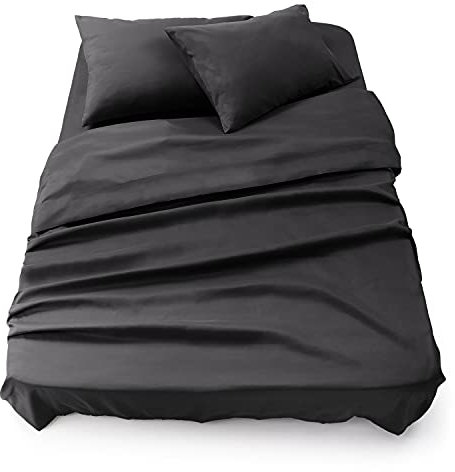 Blumtal - Parure De Lit 160x200 en Microfibre - 3 Pièces - Drap Housse 160x200 + Drap Plat 2 Personnes (240x275) + 2 Taies d'oreiller 50x80 - Anthracite