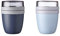 Mepal | Lunchpot Ellipse Mixed | Nordic Black + Nordic Blue | Müslibecher to go | Unterteilung für Joghurt & Müsli | 500 ml + 200 ml | Geeignet für Gefrierschrank, Mikrowelle & Spülmaschine