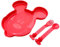 Tupperware Set (2) Kinderteller Teller mit Gabel und Löffel - Disney Mickey Minnie rot