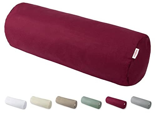 beties BasicSoft Nackenrollenhülle ca. 15x40 cm 100% Baumwolle Jersey Nackenrolle Nackenrollen-Bezug Nacken-Kissen - rhododentron-rot