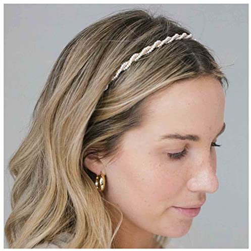 Dervivea Boho Perlen Haarband Reif Künstliche Perle Haarreif Hochzeit Faux Perle Stirnband Braut Perle Kopfschmuck Dekorative Haarschmuck Für Frauen Und Mädchen Kopfschmuck(A)