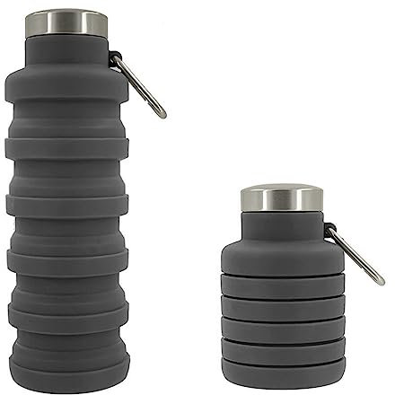 TAFACE 1 tasse à eau pliable (500 ml), tasse à eau en silicone de qualité alimentaire, tasse à eau portable pour le sport, tasse à eau réutilisable anti-fuite (bleu foncé)