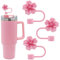 Meitesti 3pcs Cherry Blossom Silicone Straw Cover Cap for Stanley Cup,Straw Topper 10 mm 0.4 in Reusable Straw Tips Lids,Flower Straw Tip Covers Gift for Party Decor