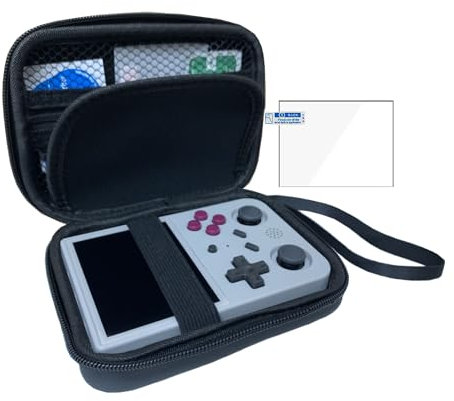 Xmaspanda Carrying Case with Screen Protector for RG353V / XU10 / RG35XX / RG353VS / R36S, Portable Game Console Storage Case, Retro Game Console Carrying Bag