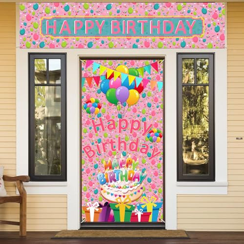 Birthday Door Banner Yard Sign Decor Set Birthday Door Banner Backdrop Porch Sign Party Supplies Birthday Party Supplies Birthday Photography Supplies for Indoor Outdoor
