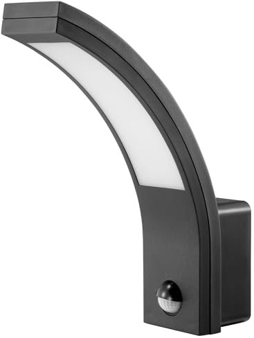 EL-HOME Luminaire de façade LED ML-20B7 avec détecteur de mouvement 140° PIR, 15W, 1000lm, capteur crépusculaire, IP54 - pour extérieur, applique murale, éclairage extérieur - noir