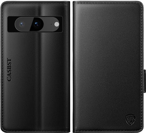 CASBST for Google Pixel 8 Case, Kickstand Flip Leather Wallet Book Case with Card Slots Shockproof Magnetic Closure Protective Phone Case Cover Compatible with Google Pixel 8 - Black