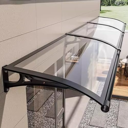 auvent de terrasse，Auvent de Porte et fenêtres,auvent Porte d'entree，Marquise en Polycarbonate Résistante, Contre La Pluie et UV,Porte Toit Marquise Abri Protection - Transparent - 60x110cm/24 x43
