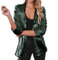 Glänzender Pailletten-Blazer für Damen, modisch, lässig, Party, Revers, Jacke, schimmernd, Glitzer, Oberbekleidung, Mantel, Rave, Oberbekleidung, Blazer (L dunkelgrün)