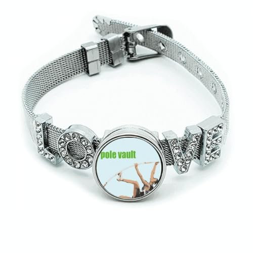 no/no Armreif Pole Vault Field Events Art Deco Fashion Armband Armband Kristall Love Verstellbarer Armreif, M, Metall