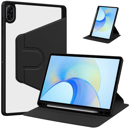 Generico DayQiQiPu Custodia Protettiva per Honor Pad X9 / X8 PRO 11,5 Pollici Pelle PU Rotazione a 360° Stand Slim Cover con Supporto per Matita,Nero
