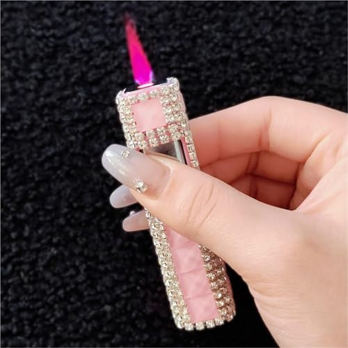 WANFANK Nachfüllbares Butan-Feuerzeug, winddichtes Feuerzeug, Cooles Fackelfeuerzeug, tragbares Feuerzeug mit Verstellbarer Flamme for Outdoor-Camping-Kerze, Geschenk for Frauen(G)