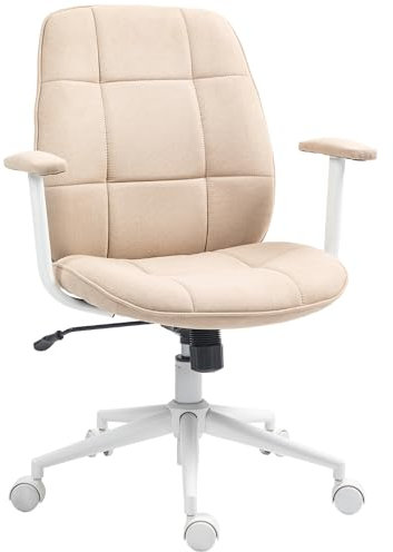 HOMCOM Bürostuhl, ergonomisch, verstellbare Höhe, Wippfunktion, drehbare Rollen, Belastung 120 kg, Beige