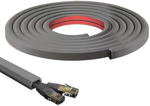 Trunking for Electric Cables, PVC Cable Trunking, 15x10mm Flexible Self-Adhesive Cable Cover,Mini Cable Duct for Wires on Wall Floor (Gray polygon, 5M)