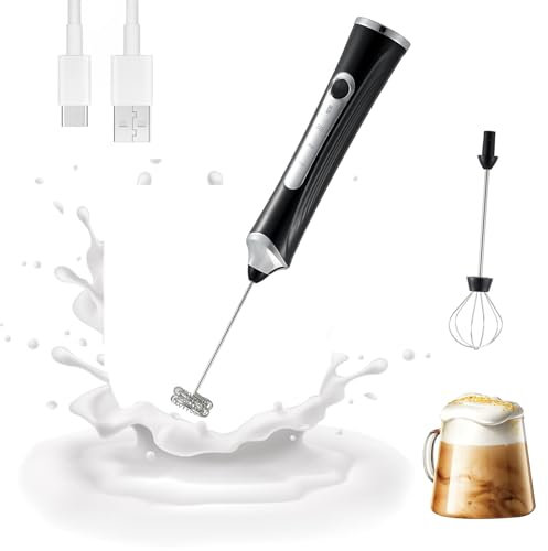 EHIOG Mousseur à Lait Électrique avec Fouet Double – 3 Vitesses, Rechargeable, Ultra-Silencieux, Portable, Parfait pour Café & Pâtisserie
