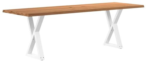 vidaXL Esstisch mit Baumkanten Hellbraun 240x80x74 cm Massivholz Eiche, Küchentisch, Restauranttisch, Tisch Restaurant, Esszimmertisch, Bistrotisch