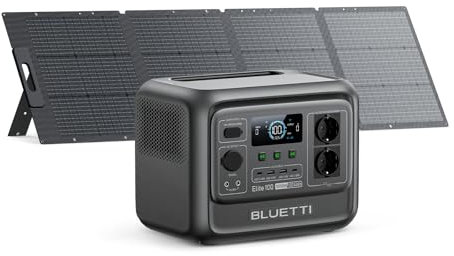BLUETTI Solar Generator Elite 100 V2 (2025 New) with 200W Solar Panel Included, 1024Wh Portable Power Station w/ 4 1800W AC Outlets, 35% Smaller, Ideal for Camping, Emergencies, Backup Power