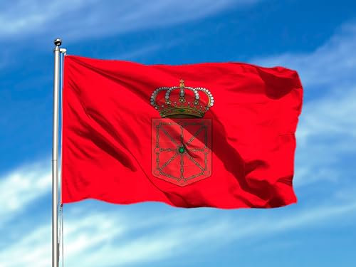 Bandera de La Comunidad de Navarra 85x150cm | Reforzada y con Pespuntes| Bandera de La Comunidad de Navarra Con 2 ojales Metálicos