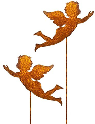 spina giardino angelo set 60 cm metallo ruggine Decorativa da giardino ruggine