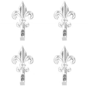 Trade Shop Traesio Set da 15 Ganci, Argento, Appendino per Quadro Forma Giglio Fiorentino con Chiodi, 44Mm