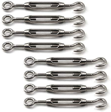 Flomore M4 Spannschloss 304 Edelstahl, 8 Stück, Silber, Mittel, Drahtseilspannung, Kabelzug, Ergonomisch, Edelstahl 304, 100%