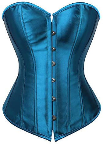 Josamogre Corsets for Women Lace Up Boned Overbust Bustier Bodyshaper Top Plus Size Fashion Blue M