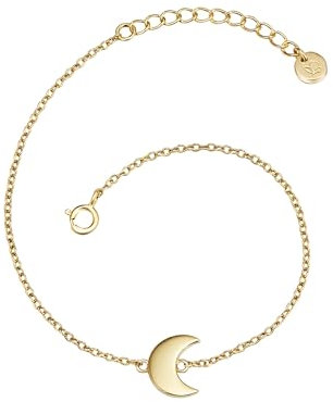 GLANZSTÜCKE MÜNCHEN Damen-Armband Mond Sterling Silber gelbvergoldet Armkettchen Mond Silberarmkettchen mit Anhänger Halbmond Freundschaftsarmbänder