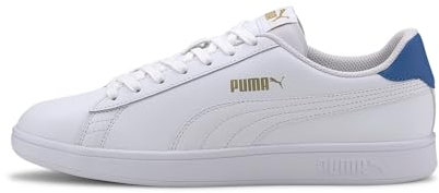 PUMA Unisex Smash V2 L Low-Top Trainers, PUMA White-PALACE Blue-PUMA Team Gold, 7.5 UK