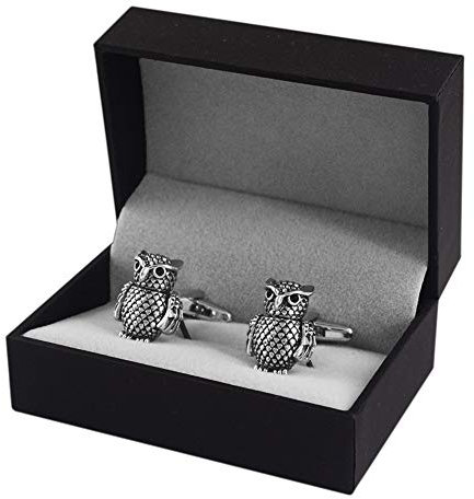 CWYPB Herren Manschettenknöpfe, Persönlichkeit Eule Manschettenknöpfe Französisch Hemd Manschettenknöpfe mit Geschenkbox für Business Hochzeitsanzug Geschenke