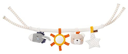 Fehn Kinderwagenkette Spielzeug fehnNatur – Mobile Kette mit Figuren zum Aufhängen an Kinderwagen, Babyschale oder Kinderbett – Zubehör für Babys und Kinder ab 0+ Monaten mit Bio Baumwolle
