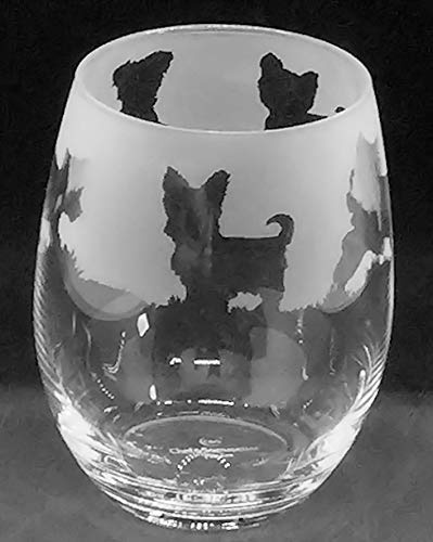 Yorkshire Terrier Frieze Boxed 36cl Stemless Wine/Water Glass