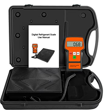 LMC-100F Electronic Refrigerant Scale, Digital HVAC Scale with LCD Controller,Digital Electronic Refrigerant R32 and R454B Charging Weight Recovery for HVAC Wired Remote Portable Case 100kgs