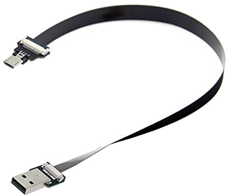 Cablecc USB 2.0 Tipo-A macho a Micro USB 5Pin macho datos plano delgado FPC Cable para FPV y disco y teléfono 20 cm