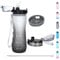 OLDLEY 750ml/25oz Leakproof Tritan BPA Free Water Bottles with Straw - 2 Lids, Time Markings - Gym Sports Bottles for Women & Men (White, Black)