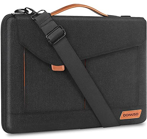 DOMISO 14 Zoll Laptop Tasche Wasserdichtes Gehäuse Aktentasche Umhängetasche für Lenovo Chromebook S330/Flex 4/Thinkpad L480 E480 T480s/HP ProBook 640 G4/Dell Inspiron 5480,Schwarz