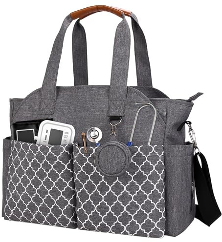 Korolev Krankenschwestertasche für die Arbeit, Krankenschwester-Tragetasche, Stilltasche mit mehreren Taschen für Krankenschwestern und berufstätige Frauen, Grau