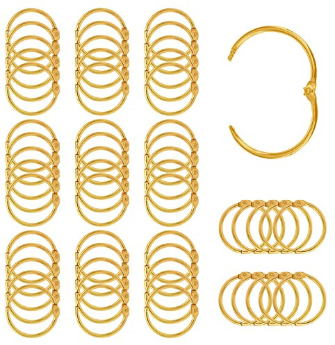 Ringbuch Ringe 100 Stück, Ring Binder 20mm, Metall Buchringe, Bücher Binden Book Loseblatt Verbinder für Scrapbook Album Handwerk, Buchbinder, Lose Blätter (20cm, Gold)