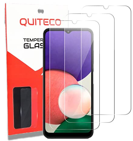 QUITECO Verre Trempé pour Samsung Galaxy A22 5G [3 PIÈCES] Vitre Protection Protecteur d'écran
