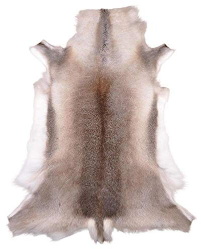 Livorio Rentierfell original aus Skandinavien, Premium Qualität, hell-dunkel, XL 140-145 cm