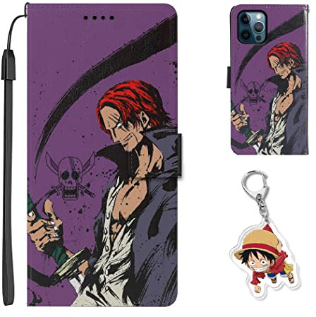 Staremeplz Compatible with iPhone XR Case One -Piece Anime Design [With Luffy/Zoro Figure Keychain], Folio Flip Wallet PU Leather Animation Phone Case for iPhone XR