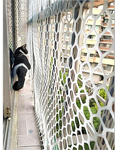 Haustierzaun für Balkon, weißer Kunststoff, großes Maschendrahtzaun aus Maschendraht, Gartennetz, Gitterrolle für Vögel, Eichhörnchen und Hochbeete, Bauzäune im Freien ( Color : Mesh 0.8cm , Size : 0.