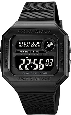 findtime Militär Herren Uhren Digital Uhr 5 ATM Wasserdicht Sportuhr Tactical Watch Outdoor Sportuhren Chronograph Countdown Armbanduhr Männer Wecker Stoppuhr Schwarz