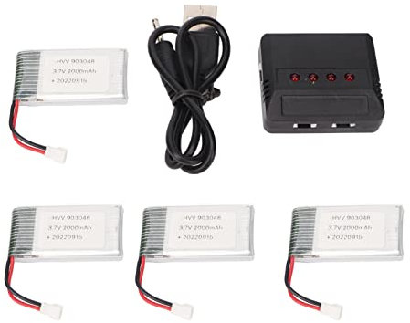 4PCS 3.7 V 2000 mAh Lithium Akku mit 4 in 1 Ladegerät, Tragbarer RC Drohnen Akku, UAV Lithium Akku, RC Drohnen Akku Zubehör für KY601S H11D H11C RC Quadcopter